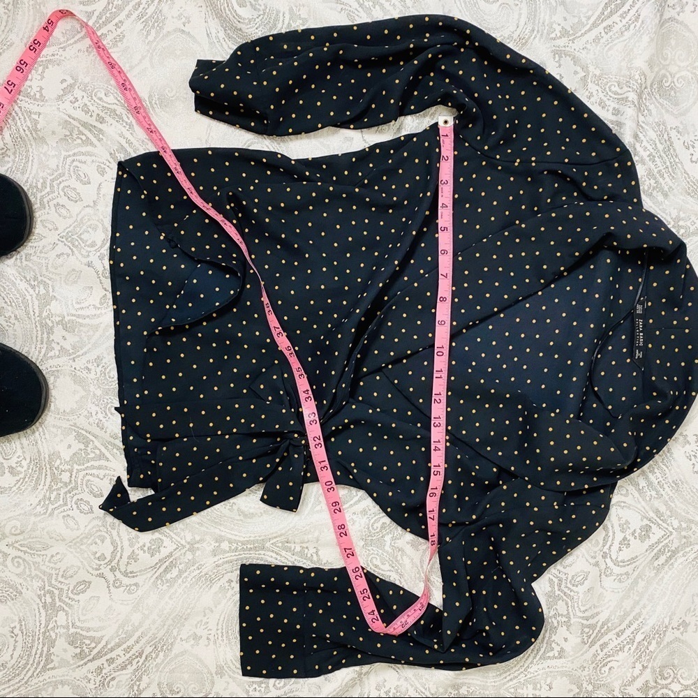 Zara Basic Polka Dot Wrap Blouse~XS - Picture 7 of 8